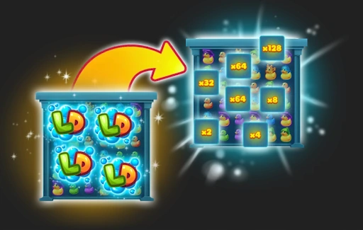 Slot game screen showing symbols, paylines, and jackpot options.